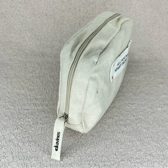 Davines Cotton Cosmetic Dopp Kit Makeup Bag-Ivory-All You Need Apart From Love - Picture 5 of 12